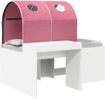 vidaXL Κρεβάτι με Σήραγγα 4 pcs Καρυδί και Ροζ Επεξεργασμένο Ξύλο