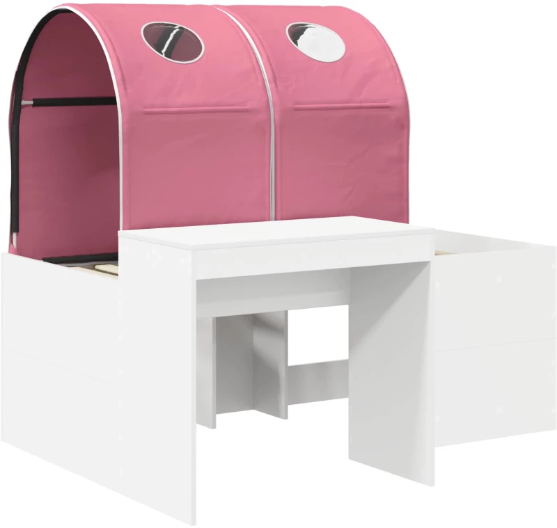 vidaXL Κρεβάτι με Σήραγγα 4 pcs Καρυδί και Ροζ Επεξεργασμένο Ξύλο