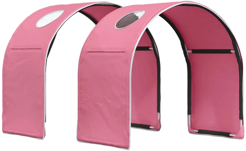 vidaXL Κρεβάτι με Σήραγγα 4 pcs Καρυδί και Ροζ Επεξεργασμένο Ξύλο