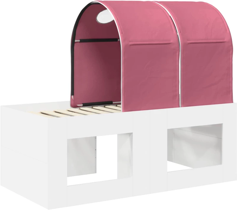 vidaXL Κρεβάτι με Σήραγγα 4 pcs Καρυδί και Ροζ Επεξεργασμένο Ξύλο