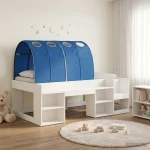 vidaXL Κρεβάτι με Τόνελ 3 pcs Λευκό και Μπλε Επεξεργασμένο ξύλο