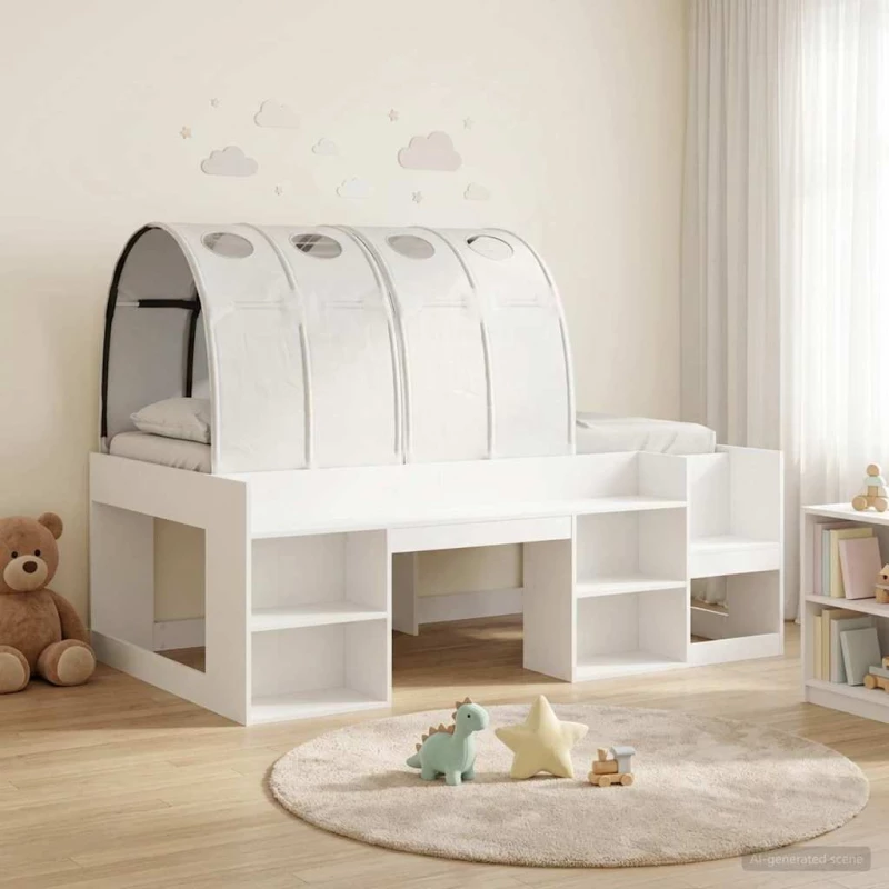 vidaXL Κρεβάτι με Τόνελ 3 pcs Λευκό Μηχανικά επεξεργασμένο ξύλο