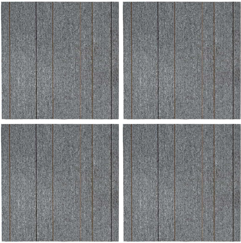 vidaXL Πλακάκι Χαλιού Ανοιχτό γκρι με ρίγα 50 x 50 cm 4 pcs