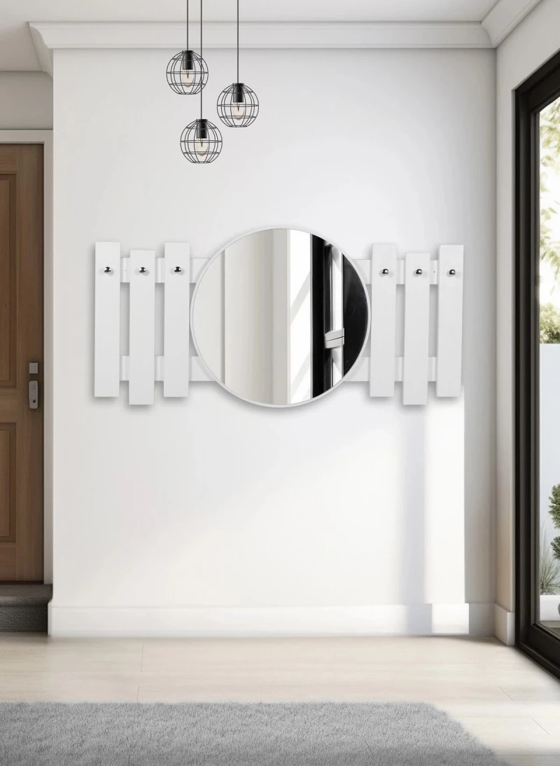 Stewehome Κρεμάστρα Τοίχου Λευκή με Καθρέφτη MDF 120x60x60 cm
