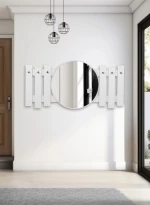 Stewehome Κρεμάστρα Τοίχου Λευκή με Καθρέφτη MDF 120x60x60 cm