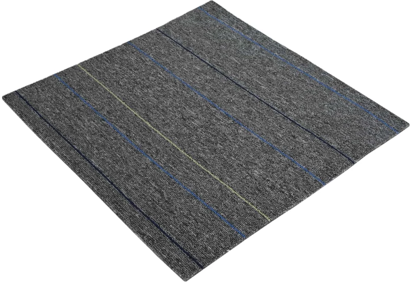 vidaXL Πλακάκι Χαλιού Μέτριο Γκρι με Ρίγες 50 x 50 cm 4 pcs