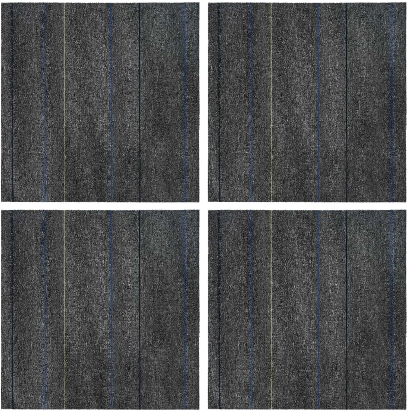 vidaXL Πλακάκι Χαλιού Μέτριο Γκρι με Ρίγες 50 x 50 cm 4 pcs