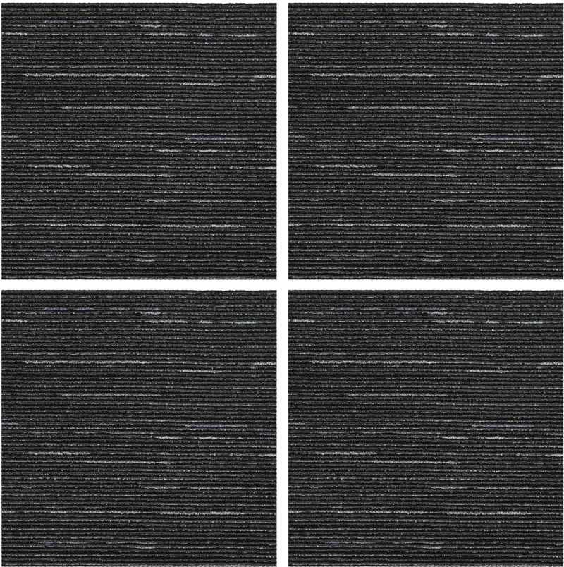 vidaXL Πλακάκι Χαλιού Ριγέ Μαύρο 50 x 50 cm 4 pcs