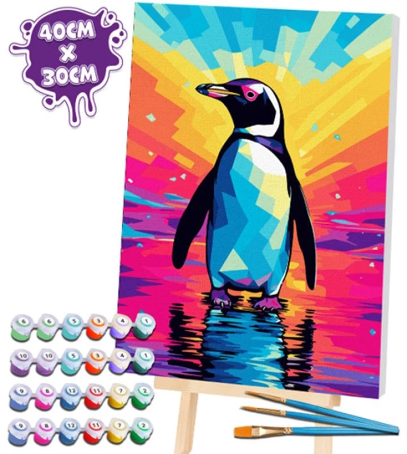 Splat Planet Σετ Ζωγραφικής με Αριθμούς "Penguin" σε Καμβά με Τελάρο 30x40cm