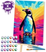 Splat Planet Σετ Ζωγραφικής με Αριθμούς "Penguin" σε Καμβά με Τελάρο 30x40cm