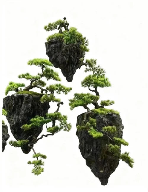 Supergreens Τεχνητό Κρεμαστό Μπονσάι Πεύκο σε Πέτρα "Floating Stone" Πράσινο 100 εκ.