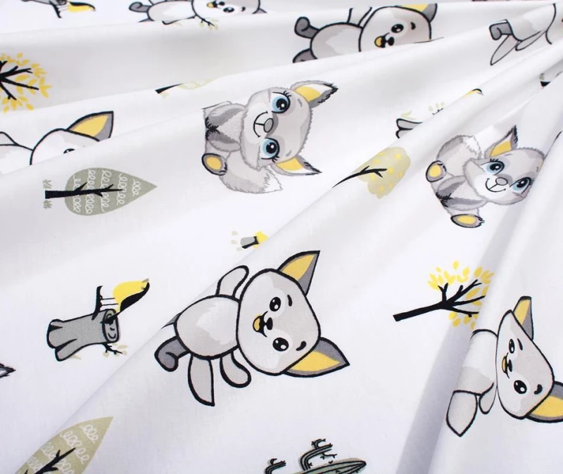 Σεντόνι Λίκνου (80x110) Baby Foxes 595 White-Grey βαμβακερό DimCol
