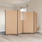 vidaXL 4-Πίνακας Διαχωριστικός Μπεζ 346 x 180 cm Ύφασμα