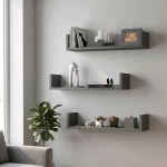 Ραφιέρα τοίχου Dark 3 τεμαχίων χρώμα ανθρακί 60x15x12εκ.