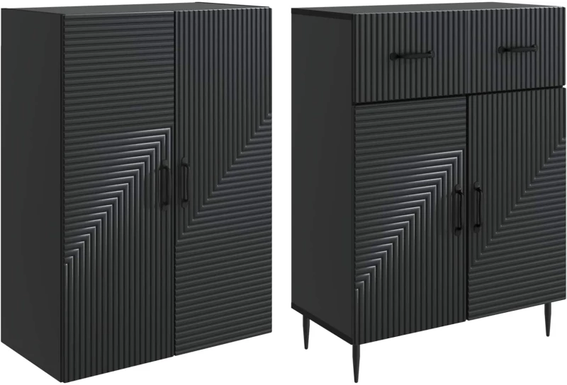 vidaXL Σέτ Ντουλαπιών 2 pcs Μαύρο 66 x 34,5 x 89,5 εκ