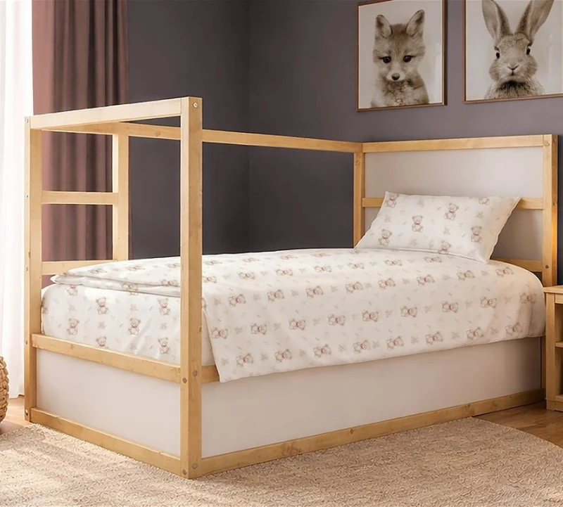 Σετ Σεντόνια Μονά 2τμχ (160x240) Newborn Bear 716 White-Beige βαμβακερά DimCol