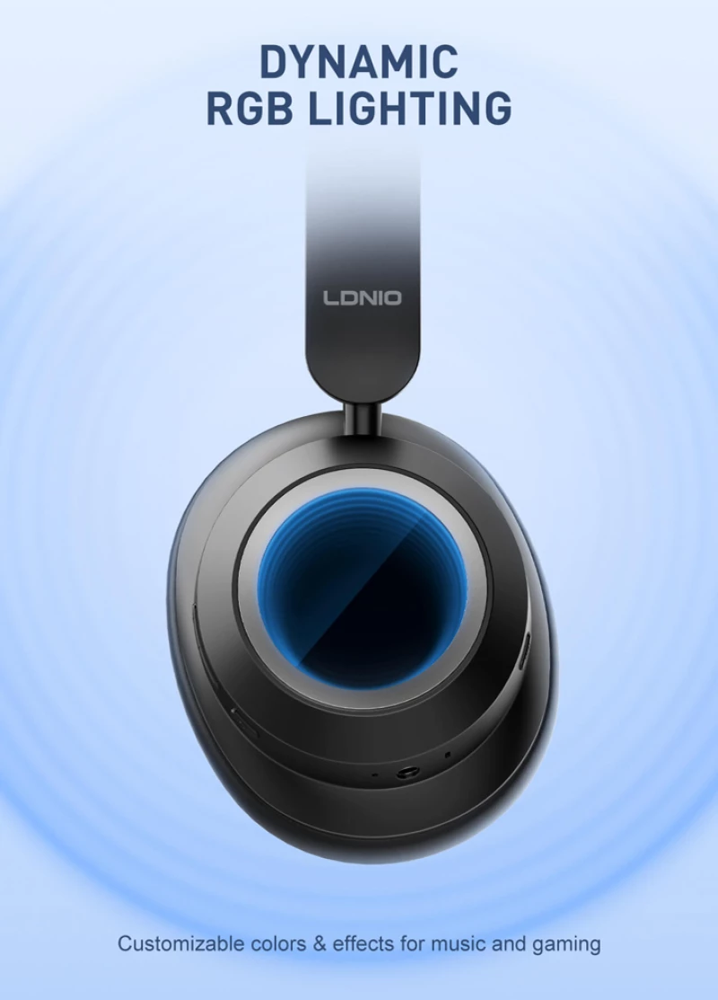 LDNIO headphones H01  ασύρματα & ενσύρματα  40mm  1000mAh  ANC  μαύρα