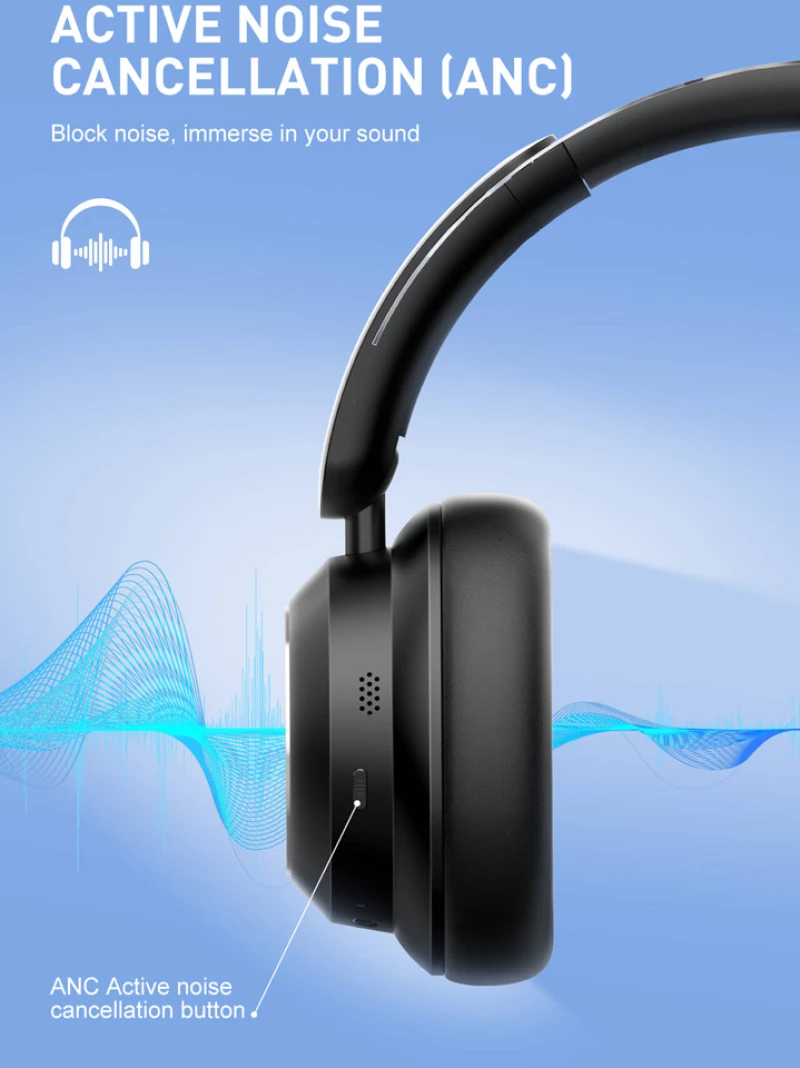 LDNIO headphones H01  ασύρματα & ενσύρματα  40mm  1000mAh  ANC  μαύρα