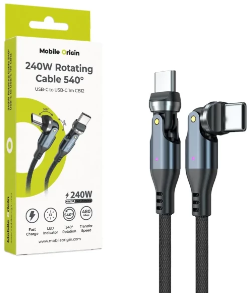 Καλώδιο USB-C σε USB-C Mobile Origin 240W Rotating 540° 1m Black