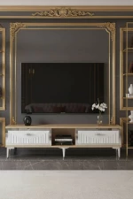 Stewehome Μοντέρνο έπιπλο τηλεόρασης με ντουλάπι από σανίδα μελαμίνης 150x30x41 cm