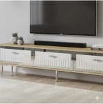 Stewehome Μοντέρνα επιτοίχια μονάδα τηλεόρασης με ράφι από σανίδα μελαμίνης 180x30x41 cm