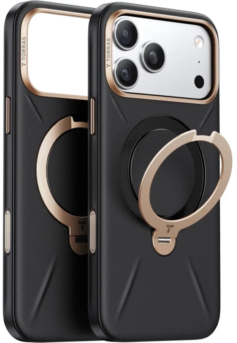 Θήκη Torras QPRO Silicone Ostand Q3 VegSkin για iPhone 17 Pro Max - Ivory Black