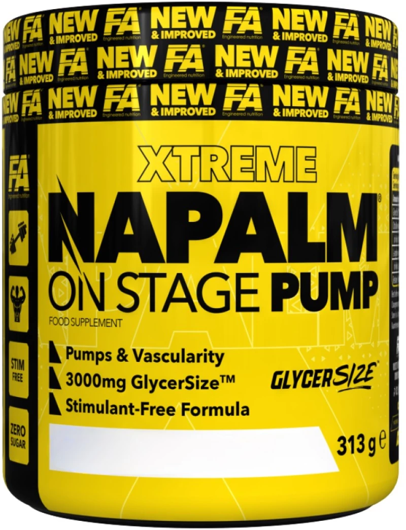 FA Nutrition NAPALM On Stage Pump | Stim-Free Pre-Workout Formula [313 Γραμμάρια] Μάνγκο με λεμόνι