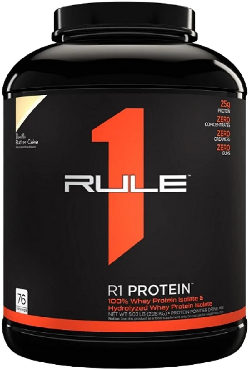 Rule1 R1 Protein | 100% Whey Isolate & Whey Hydrolysate [2196-2280 Γραμμάρια] Κέικ βουτύρου βανίλιας