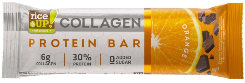 RiceUP! Collagen Protein Bar | 0 G Added Sugar [50 Γραμμάρια] Πορτοκάλι