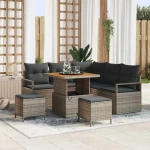 Σετ Καναπέ Κήπου με μαξιλάρι με αποθήκευση 8 pcs Γκρι |3364473
