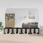 Πύλη Σκύλου με Στηρίγματα 8 pcs Μαύρη Δρυς 60 x 60 cm |892163