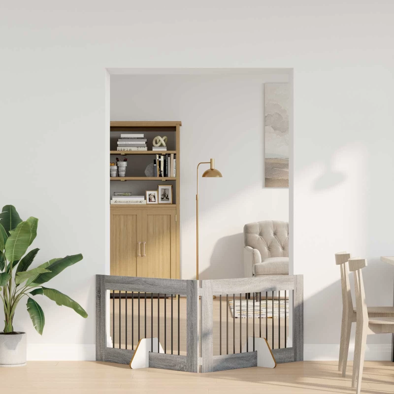 Πύλη Σκύλου με Στηρίγματα 2 pcs Γκρι Sonoma 100 x 60 cm |892112
