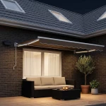 Χειροκίνητη αναδιπλούμενη τέντα με LED Taupe |3425702