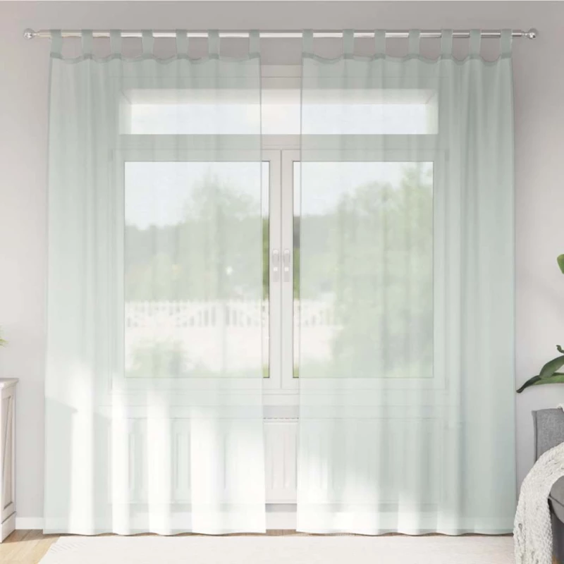 Κουρτίνες Voile με Θηλιές 2 τεμ. Ανοιχτό Γκρι 140x225 εκ. |4102298
