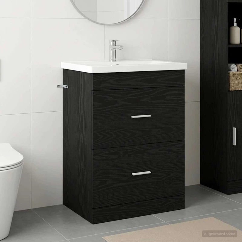 Ντουλάπι Κάτω από τον Νιπτήρα Μαύρη Δρυς 56 x 37,5 x 81 εκ |890705