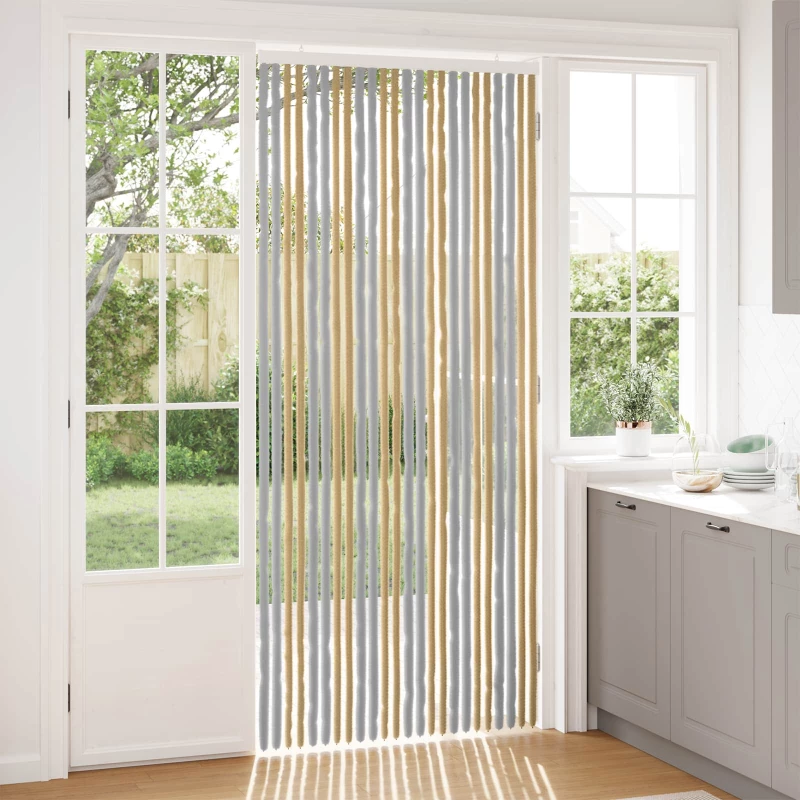 Κουρτίνα εντόμων Chenille Γκρι και Μπεζ 100 x 230 cm 100% PP |42034467