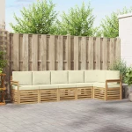 Σειρά Καναπέ Εξωτερικού 6 pcs Λευκό και Κρεμ |3391900