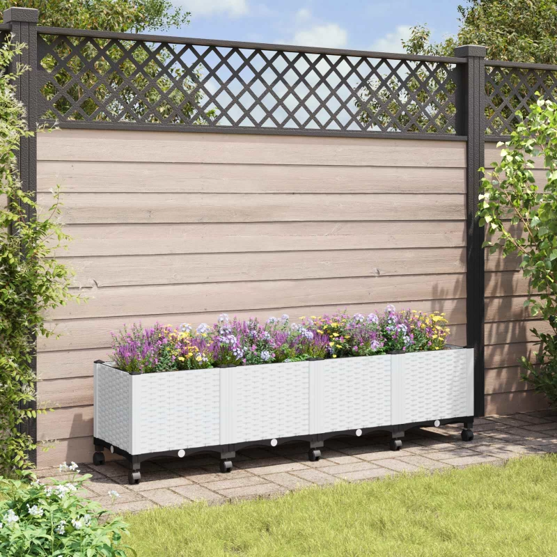 Κήπος Γλαστράκι με Ροδάκια Λευκό 160 x 40 x 48 cm PP |3423137
