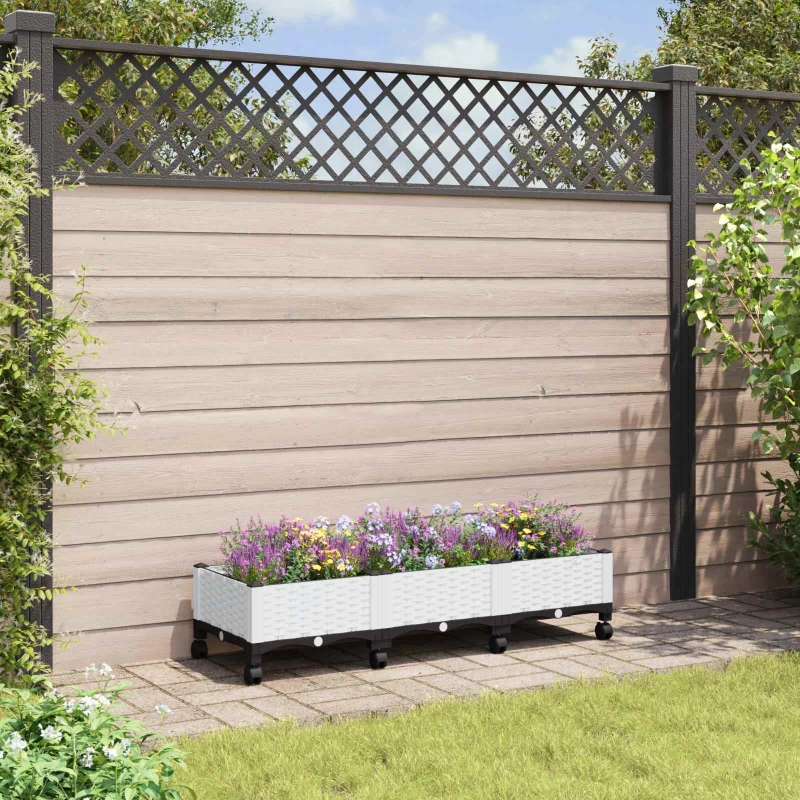 Κήπος Γλαστράκι με Ροδάκια Λευκό 120 x 40 x 33 cm PP |3423045