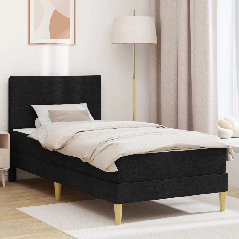 Σκελετός κρεβατιού με στρώμα Μαύρο 90 x 190 cm ύφασμα |3415252