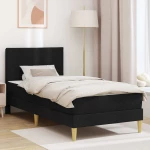 Σκελετός κρεβατιού με στρώμα Μαύρο 90 x 190 cm ύφασμα |3415252