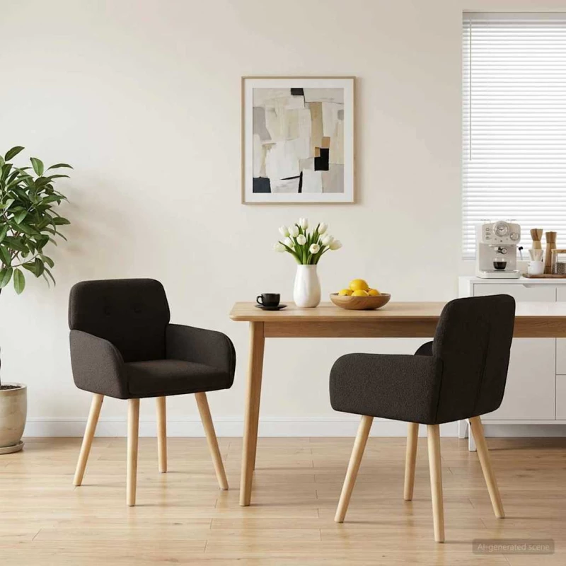 Καρέκλες φαγητού 2 pcs Μπουκλέ Μαύρο 59 x 57 x 85 εκ. |42034328