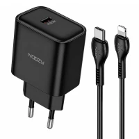 Φορτιστής Ταξιδίου Noozy Core+ C21 PD25W με Καλώδιο USB-C σε USB-C Μαύρο