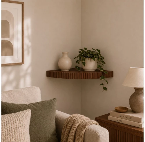Ράφι γωνία Homea - 25x25x3.5cm - Καφέ