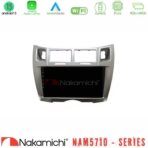 Nakamichi Nam5710 Series 8core Android13 4+64gb  Toyota Yaris Navigation Multimedia Tablet 9" (Ασημί Χρώμα) u-n84-Ty2191sl