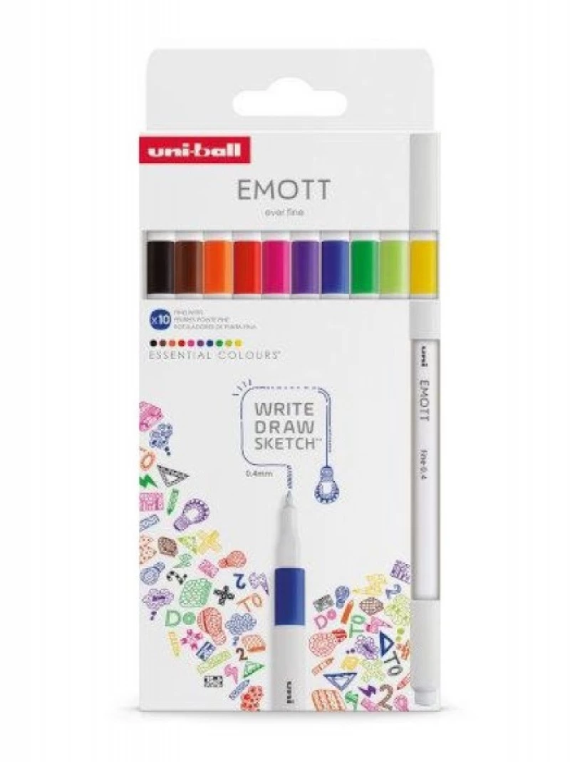 Σετ στυλό Uni Emott 10τμχ 0.4mm Essential colours