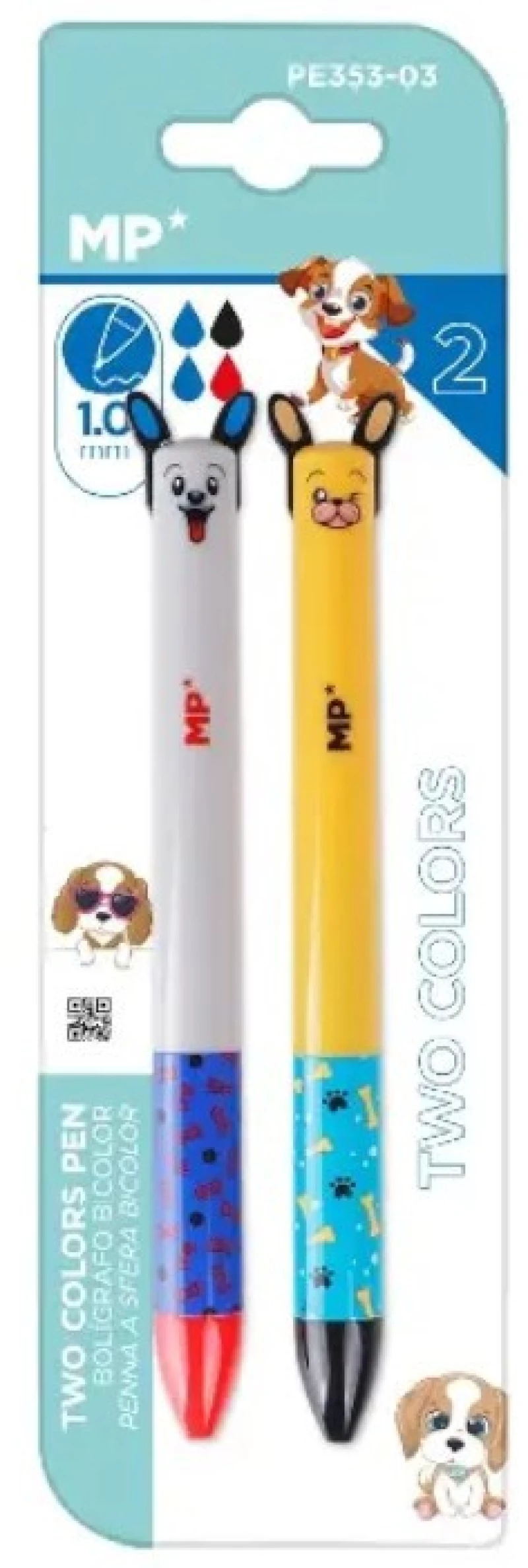 Στυλό MP με 2 χρώματα μελάνι Dogs 1.00mm ballpen 2τμχ PE353-03