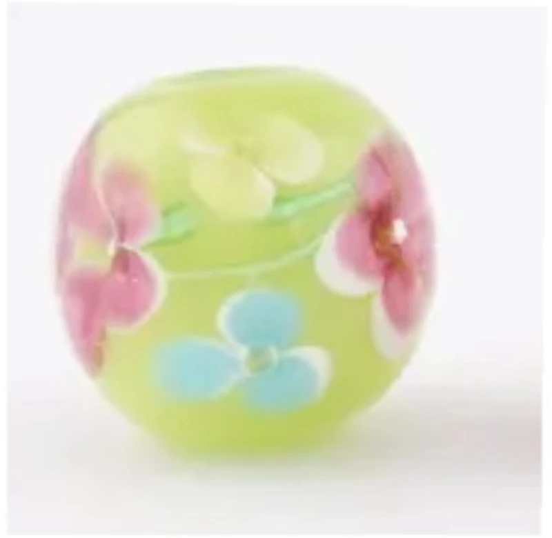 Χάντρα Efco Γυάλινη 12x14mm οβάλ Flowers ανοιχτό πράσινο 3τμχ