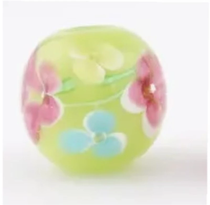 Χάντρα Efco Γυάλινη 12x14mm οβάλ Flowers ανοιχτό πράσινο 3τμχ