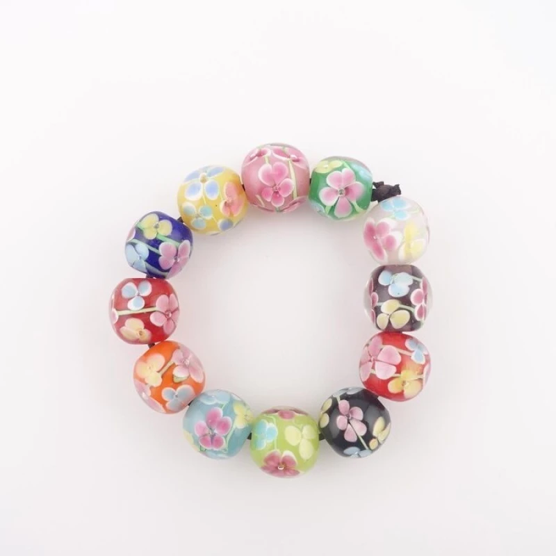 Χάντρα Efco Γυάλινη 12x14mm οβάλ Flowers ανοιχτό πράσινο 3τμχ